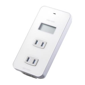 サンワサプライ ワットモニター付きコンセントタップ（ホワイト） TAP-TST14W