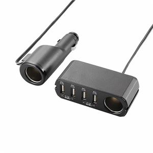 ELECOM（エレコム）　シガーソケット付き4ポート車載充電器　MPA-SCU52SBK