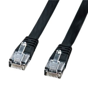 （まとめ）サンワサプライ UTPエンハンスドカテゴリ5より線フラットケーブル（ブラック・15m） LA-FL5-15K【×2セット】