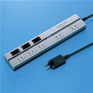 （まとめ）サンワサプライ セーフティタップ（シルバー） TAP-2531ES【×2セット】