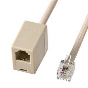 （まとめ）サンワサプライ 電話延長ケーブル（2m） TEL-EX8-2K【×5セット】