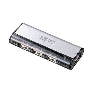 （まとめ）サンワサプライ USB2.0ハブ（4ポート・シルバー） USB-HUB226GSV【×2セット】