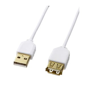 （まとめ）サンワサプライ 極細USB延長ケーブル（A-Aメス延長タイプ） KU-SLEN25W【×5セット】