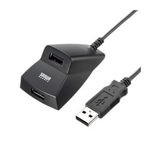 （まとめ）サンワサプライ 手元延長用2ポートUSB2.0ハブ（ブラックケーブル長1.5m） USB-HEX215BK【×3セット】