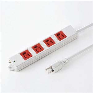 （まとめ）サンワサプライ 3P、3m、4個口タップ赤色（緊急用） TAP-K4-3R【×2セット】