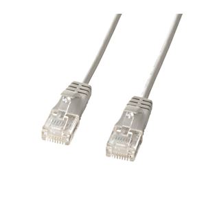 （まとめ）サンワサプライ カテゴリ6準拠極細LANケーブル （ライトグレー、15m） KB-SL6-15【×2セット】
