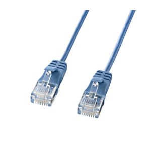 （まとめ）サンワサプライ カテゴリ6準拠極細LANケーブル （ブルー、15m） KB-SL6-15BL【×2セット】