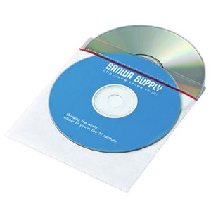 （まとめ）サンワサプライ 裏面シール付DVD・CD不織布ケース（ティアテープ付・50枚入り） FCD-FT50W【×3セット】