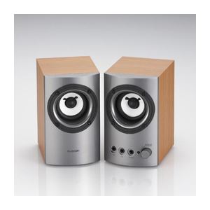 （まとめ）エレコム 木のスピーカー 6W シルバー MS-130SV【×2セット】