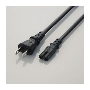 （まとめ）エレコム ACアダプタ用ACケーブル（2P） T-PCM220S【×5セット】