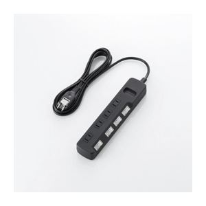 （まとめ）エレコム 個別スイッチ付 雷ガードタップ T-TVK03-2425BK【×3セット】