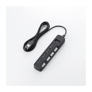 （まとめ）エレコム ほこり防止シャッター付 雷ガードタップ T-TVK04-2425BK【×3セット】
