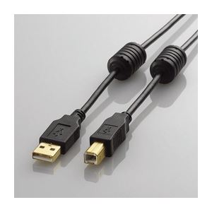 （まとめ）エレコム フェライトコア付きUSB2.0ケーブル U2C-BF07BK【×10セット】