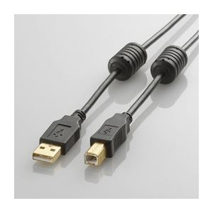 （まとめ）エレコム フェライトコア付きUSB2.0ケーブル U2C-BF10BK【×5セット】