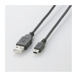 （まとめ）エレコム USB2.0ケーブル（mini-Bタイプ） U2C-M05BK【×10セット】