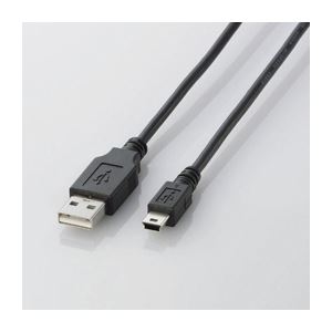 （まとめ）エレコム USB2.0ケーブル（mini-Bタイプ） U2C-M15BK【×5セット】