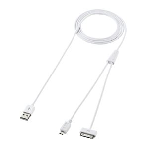 （まとめ）サンワサプライ iPod・iPhone・iPad+スマートホン充電USBケーブル KB-IPUSB18YW【×2セット】