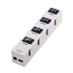 （まとめ）サンワサプライ 個別スイッチ付き4ポートUSB2.0節電ハブ（磁石付・ホワイト） USB-HSM410W【×2セット】