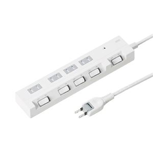 （まとめ）サンワサプライ 節電エコタップ（2P、4個口、集中スイッチ付、1m） TAP-S16-1【×2セット】