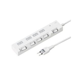 （まとめ）サンワサプライ 節電エコタップ（2P、4個口、集中スイッチ付、5m） TAP-S16-5【×2セット】