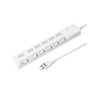 （まとめ）サンワサプライ 節電エコタップ（2P、6個口、2m） TAP-S17-2【×2セット】
