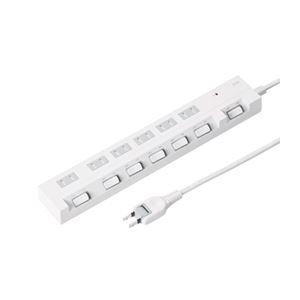 （まとめ）サンワサプライ 節電エコタップ（2P、6個口、集中スイッチ付、2m） TAP-S18-2【×2セット】