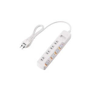 （まとめ）エレコム 光らない個別スイッチ付き省エネタップ T-EE02-2410WH【×5セット】