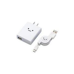 （まとめ）エレコム スマートフォン用AC充電器 MPA-ACURCWH【×3セット】