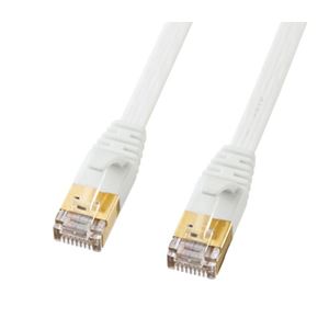 （まとめ）サンワサプライ CAT7ウルトラフラットLANケーブル（0.5m、ホワイト） KB-FLU7-005W【×3セット】