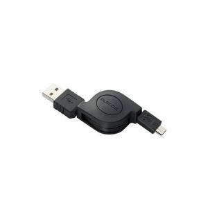 （まとめ）エレコム 充電／データ転送用巻取りmicroUSBケーブル MPA-AMBIRLC08BK【×3セット】