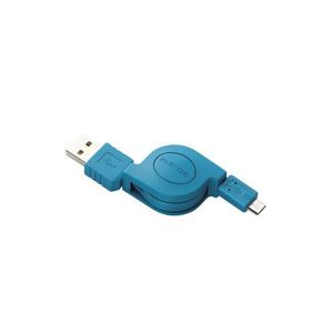 （まとめ）エレコム 充電／データ転送用巻取りmicroUSBケーブル MPA-AMBIRLC08BU【×3セット】