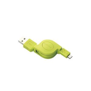 （まとめ）エレコム 充電／データ転送用巻取りmicroUSBケーブル MPA-AMBIRLC08GN【×3セット】