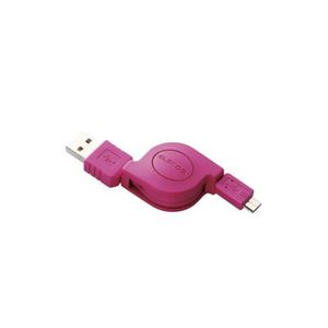 （まとめ）エレコム 充電／データ転送用巻取りmicroUSBケーブル MPA-AMBIRLC08PN【×3セット】