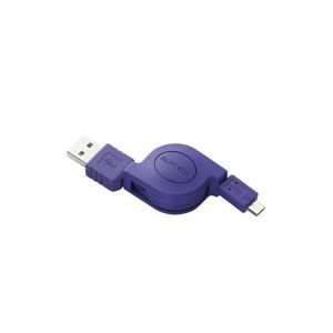（まとめ）エレコム 充電／データ転送用巻取りmicroUSBケーブル MPA-AMBIRLC08PU【×3セット】