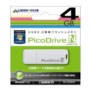 （まとめ）GREENHOUSE USBフラッシュメモリ ピコドライブN 4GB GH-UFD4GN【×5セット】