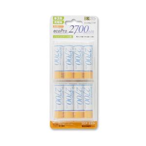 （まとめ）BPS 電池企画販売 高容量2700mAh 単3形ニッケル水素充電池8本パック ecoPro2700 エコプロ2700 電池ケース付 3EP-8BP【×2セット】