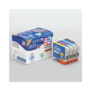 （まとめ）JIT （互換） エプソン：IC6CL62（ブラック/シアン/マゼンタ/イエロー）対応 リサイクルインクカートリッジ JIT-E624P【×2セット】