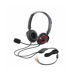 （まとめ）エレコム ヘッドセット（両耳オーバーヘッド） HS-HP20RD【×2セット】