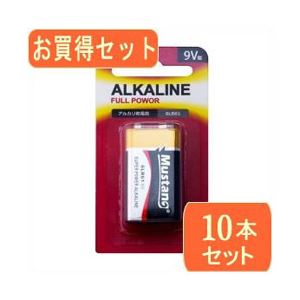 （まとめ）Mustan Mustan 9V型アルカリ乾電池 006P 6LR61x10パック 6LR61X10【×2セット】