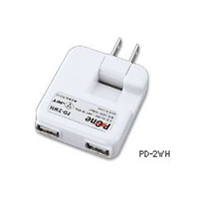 （まとめ）PROTEK USB ACアダプター2ポート ホワイト PD-2WH【×5セット】