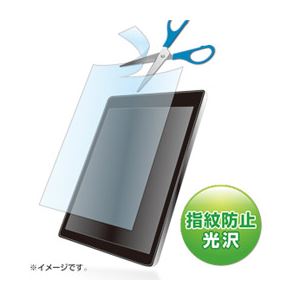 （まとめ）サンワサプライ 10.1型まで対応フリーカットタイプ液晶保護指紋防止光沢フィルム LCD-101KFP【×2セット】