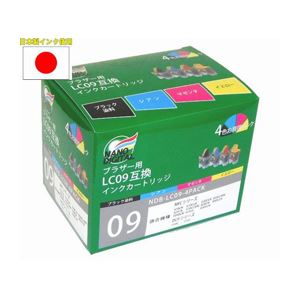 （まとめ）日本ナノディジタル brother用LC09-4PK互換インクカートリッジ NDB-LC09-4PACK【×2セット】