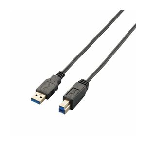 （まとめ）エレコム 極細USB3.0ケーブル（A-B） USB3-ABX20BK【×3セット】