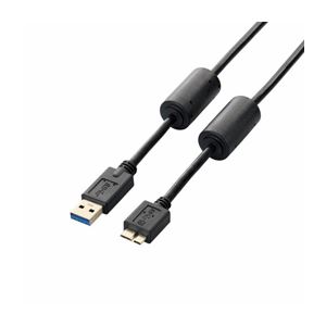 （まとめ）エレコム フェライトコア付きUSB3.0ケーブル（A-microB） USB3-AMBF20BK【×3セット】