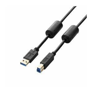 （まとめ）エレコム フェライトコア付きUSB3.0ケーブル（A-B） USB3-BF10BK【×3セット】