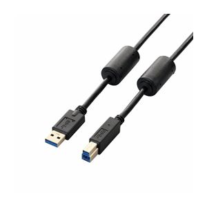 （まとめ）エレコム フェライトコア付きUSB3.0ケーブル（A-B） USB3-BF30BK【×2セット】