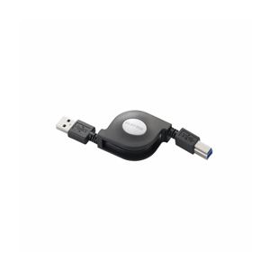（まとめ）エレコム 巻き取りUSB3.0ケーブル（A-B） USB3-RL07BK【×3セット】