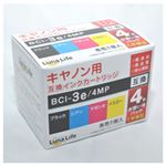 （まとめ）ワールドビジネスサプライ 【Luna Life】 キヤノン用 互換インクカートリッジ BCI-3E／4MP 4本パック LN CA3E／4P【×3セット】