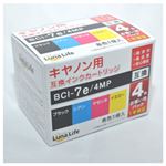 （まとめ）ワールドビジネスサプライ 【Luna Life】 キヤノン用 互換インクカートリッジ BCI-7E／4MP 4本パック LN CA7E／4P【×3セット】