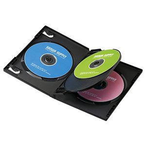 （まとめ）サンワサプライ DVDトールケース（4枚収納） DVD-TN4-10BK【×3セット】